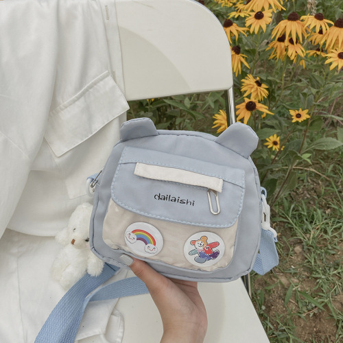 New Japanese-style cute soft girl student shoulder bag, solid color simple sweet girl forest system crossbody bag