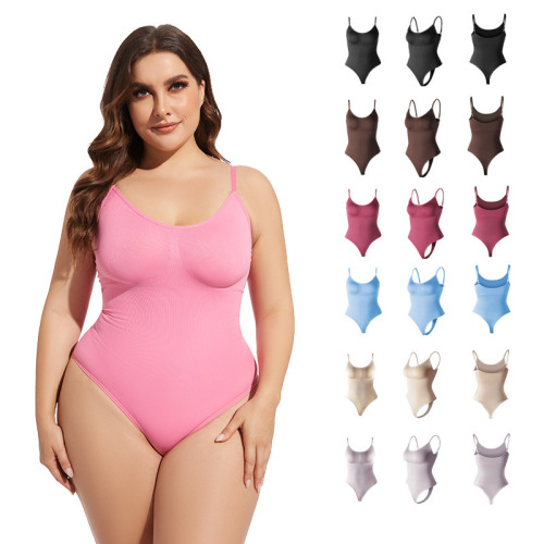 Cross-border hot-selling seamless body-shaping one-piece waist-reducing and buttock-lifting large-size g-string triangle underwear strap tight-fitting corset 