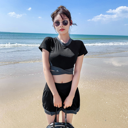 Conservative Women's Swimwear  New Style Small Cup Push-Up Slimming Skirt Style Hot Spring Vacation Swimsuit Wholesale
