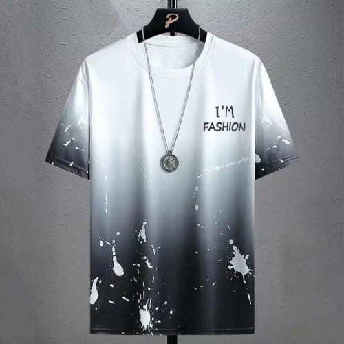 Summer Men's Fashion New Trend Streetwear Ice Silk Short Sleeve Ins Casual Summer Versatile Youth Men Loose T-Shirt