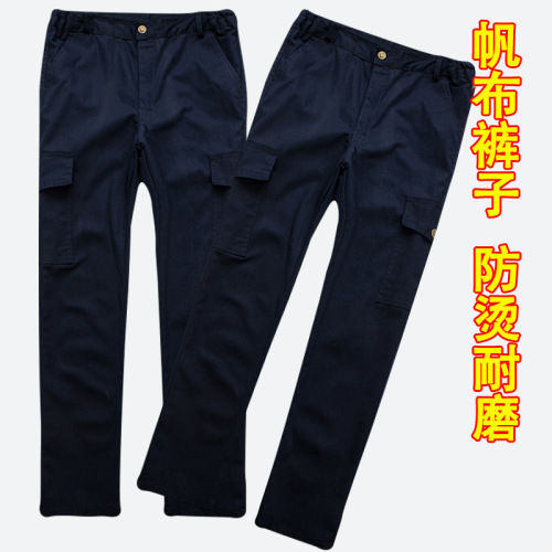 Cotton canvas single pants work pants work pants casual outdoor electric welding machine repair protective work pants with multiple pockets green