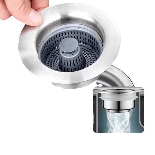 Household kitchen sink bouncing core ABS anti-blocking drainer press-type water blocking filter basket dishwasher drain