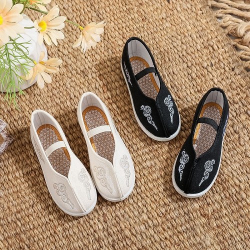Children's Hanfu Shoes, Ancient Style Girls' Embroidered Shoes, Chinese Style Boys' Ancient Costume Performance Shoes, Old Beijing Fabric Shoes, Soft Sole