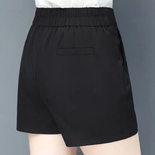 Women's Summer 2025 New High-Waisted Black Hot Pants Loose Slimming Casual Chiffon Wide-Leg Pants for Plus Size