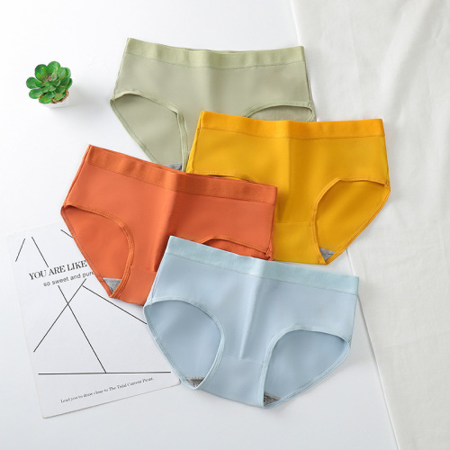 Japanese new mid-waist girl student underwear for women sweet solid color breathable large size women briefs cross-border e-commerce
