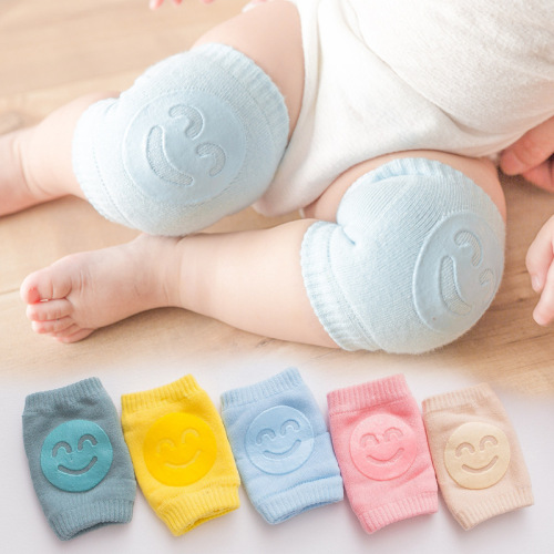  Summer Terry Baby Socks Elbow Pads Toddler Climbing Knee Pads Baby Kids Knee Pads Smiley Face Knee Pads