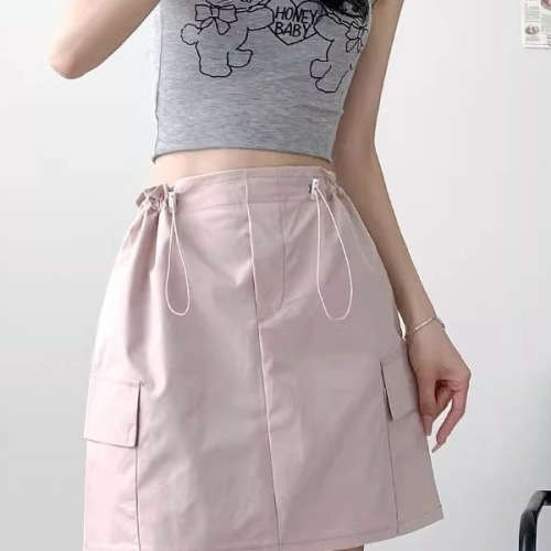 American Workwear Short Skirt for Women - Summer 2025 New Arrival High-Waist, Figure-Skimming, Design-Oriented Academic Style, Flared Half-Skirt