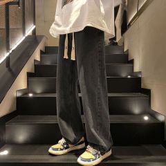American Retro Men's Jeans Autumn and Winter Straight Leg Loose Streetwear Wide Leg Pants High Street Versatile Casual Long Pants