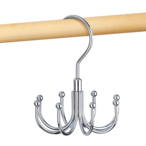Multifunctional rotatable metal eight-hook spot storage hanging belt suspender vest hat hanging bag storage rack