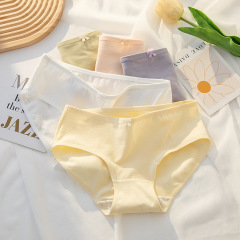 2024 Combed Women's Underwear Women's Pure Cotton Mid-waist Solid Color Simple Girly Comfortable Women's Underwear for Girls