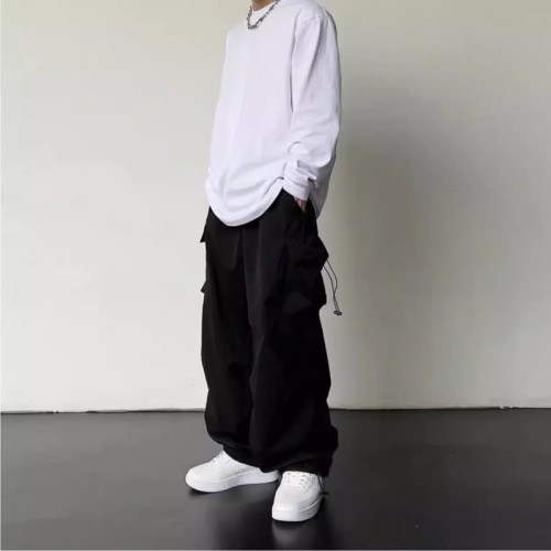 Summer Quick-Dry High-Waisted Wide Leg Work Pants Men Thin 2025 American Wide Leg Pants Casual Sports Men's Long Pants Summer