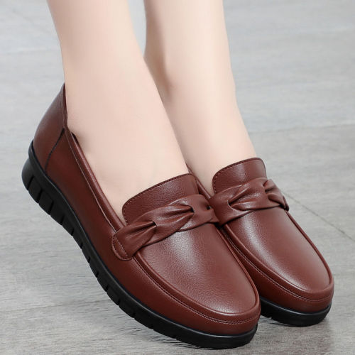 Mom shoes Internet celebrity leather shoes for  new spring and autumn British style retro flat loafers