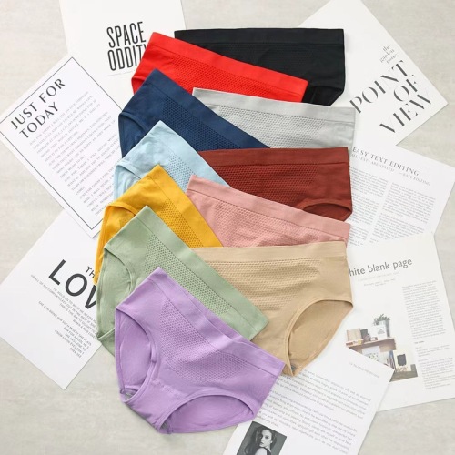 High-quality running amount honeycomb underwear for women, pure cotton, honeycomb mid-rise, lifting bottom, women's triangle pants