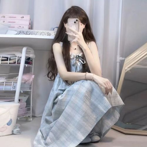 Japanese college style lace trim two-piece summer dress trendy and stylish temperament design sense A-line skirt Instagram