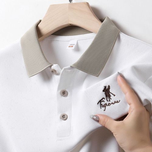 Men's short-sleeve polo shirt, solid color, high-quality casual business top, summer thin T-shirt