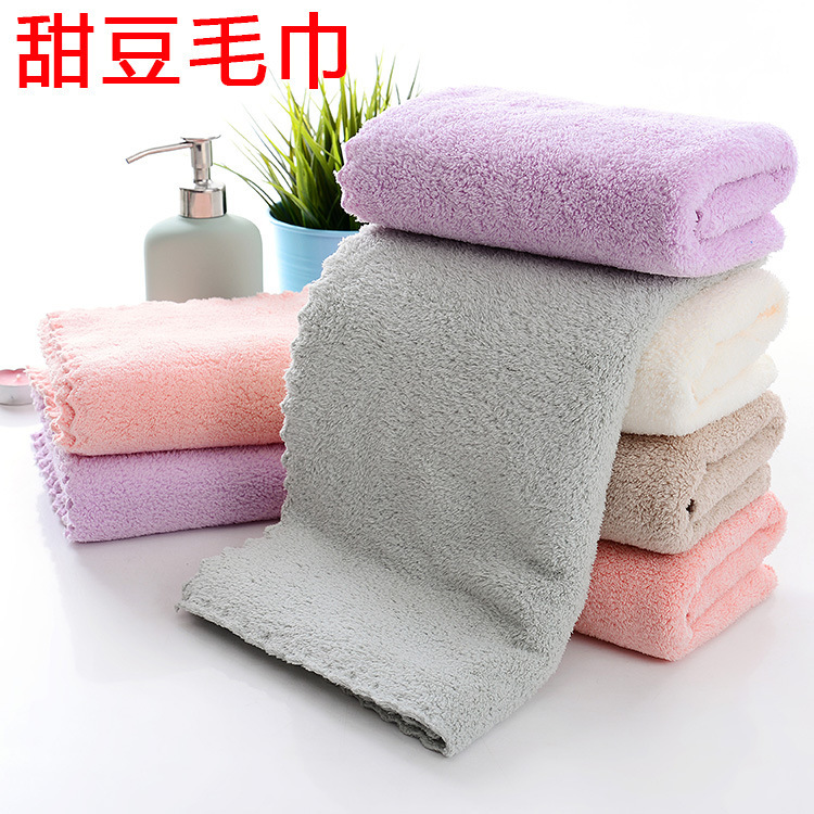 Coral velvet cut-edge towel plain face washcloth soft absorbent gift home use not easy to fade