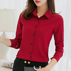 Cai Dai Fei 2022 Spring and Summer New Korean Style Slim Fit Versatile Large Size Bottoming Fashion Shirt Long Sleeve Casual Chiffon Shirt