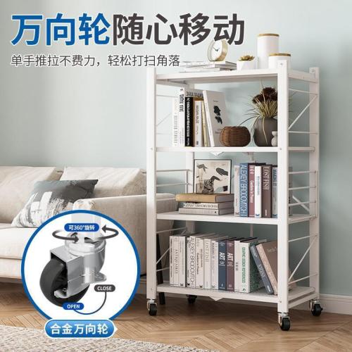 Freestanding foldable multi-layer microwave shelf kitchen stand without installation, movable corner snack storage rack