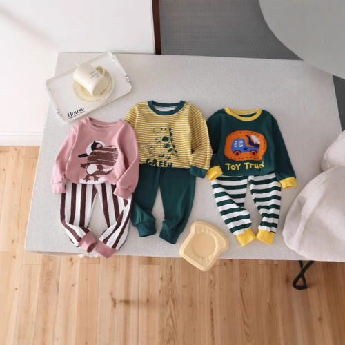 New autumn and winter children's baby underwear set Korean version of baby autumn clothes and trousers pure cotton boys and girls home clothes