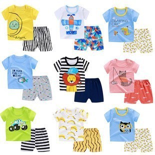 Children's T-shirt Summer Infant Boys and Girls Baby Cotton Short Sleeve Shorts Set Baby Half Sleeve