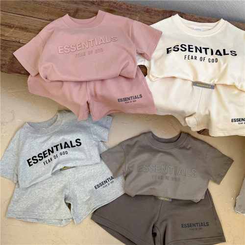 Children's sports suit 2025 summer new style boys and girls short-sleeved T-shirt baby casual shorts fashionable two-piece set