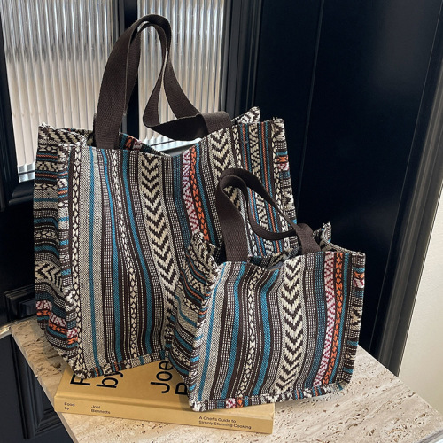 Large capacity ethnic style tote bag for women 2024 new fashion tote bag for women ins college students class bag