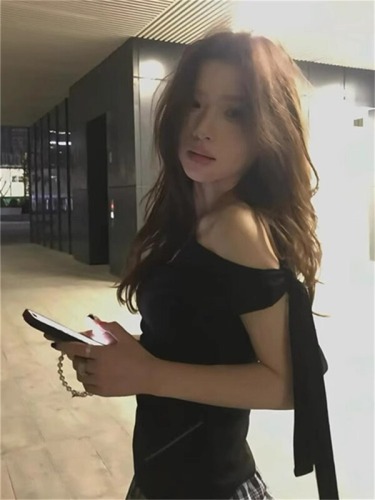 【270g of cotton cotton】Pure desire bow tied off shoulder short-sleeved T-shirt for women with sexy summer off-shoulder clothes for more than one dress