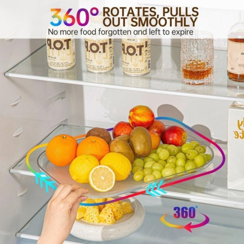 Kitchen rotating seasoning rack countertop refrigerator square rotating storage rack beverage storage tray