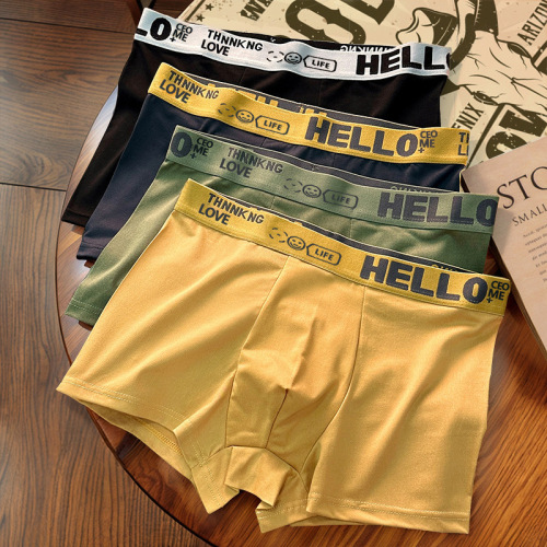 Men's Underpants Letter Loose Comfort Medium Waist Breathable Invisible Student Four Corner Shorts Wholesale