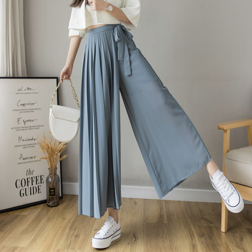 Cross-border Japanese spot pants for women 2025 early spring new Korean pleated two-wear pants skirt wide-leg long trousers
