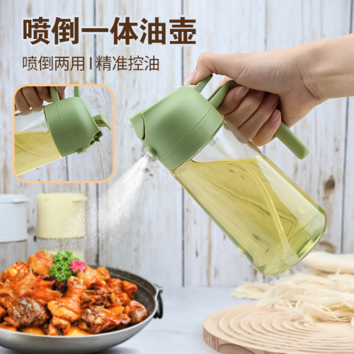 Wholesale spraying dual-purpose oil pot for household kitchen large capacity pressing glass oil bottle without hanging oil atomization spray pot