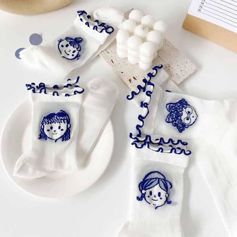 Japanese thin rolled-edged card stockings Lolita jk girl transparent jacquard socks student soft girl glass stockings