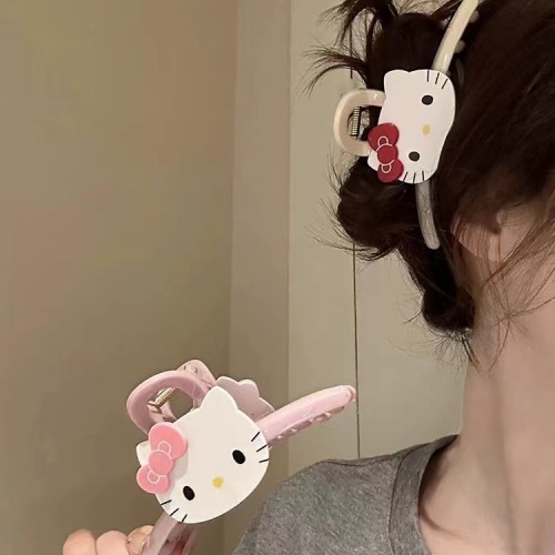 Hellokitty cute and sweet new style clip female niche high-end sense back head shark clip hair volume and hair accessories