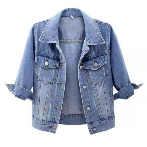 7/8 Sleeve Denim Jacket Women's Short Style High Quality Spring and Autumn Slimming Loose Cardigan Multi-purpose Student Top