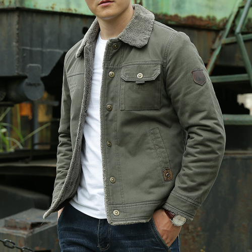 Cross-border cotton jacket for men with velvet jacket thickened cotton jacket European size loose winter clothes Amazon foreign trade cotton jacket 3166