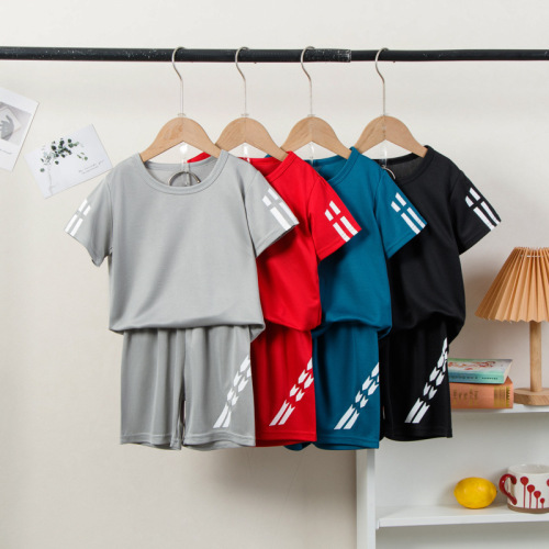 Children's Summer Thin Boys' Ice Silk Quick-Drying Two-Piece Set Girls' Summer Outfit for Older Children Football Uniform Sports Wear