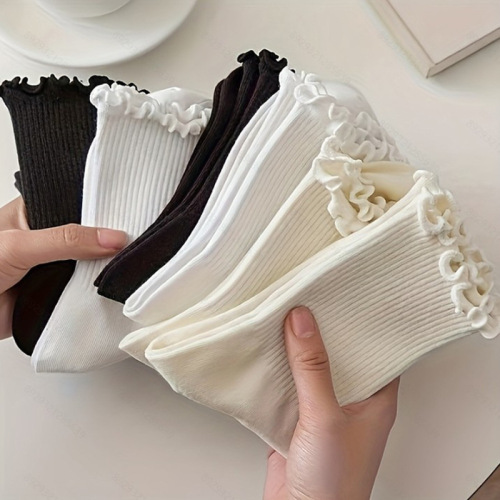 Socks for women's middle tube spring and autumn cotton sexy ears lace ins Japanese versatile pile autumn and winter jk women's socks