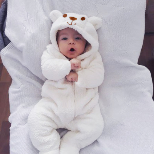 Bestselling Winter Thick Warm Coral Fleece Baby Crawling Suit Newborn Footie One-Piece
