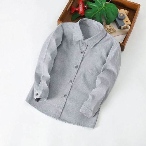 Children's gray color shirt, unisex versatile color shirt, black and yellow middle and small children's shirt for spring and autumn, long-sleeved