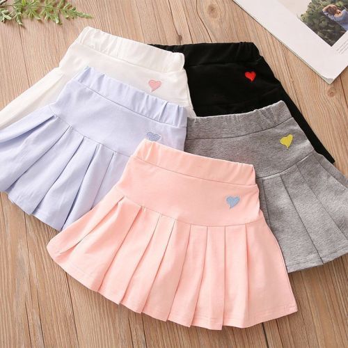Girls' Pleated Skirt Pants Safety Shorts Skirts Versatile Children Anti-Bleed Half Body Short Skirts Summer Medium and Large Children Trend