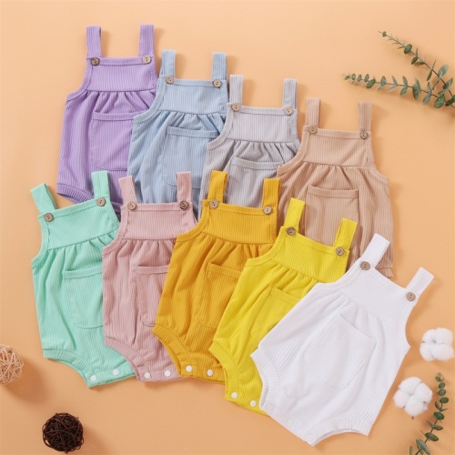 Summer Girls Baby Solid Color Pretty Candy Color Tank Top Baby Crawling Suit