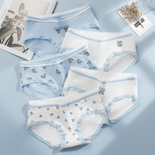Graphene 40 count underwear women's pure cotton crotch mid-waist comfortable and breathable Japanese koala student Korean style briefs