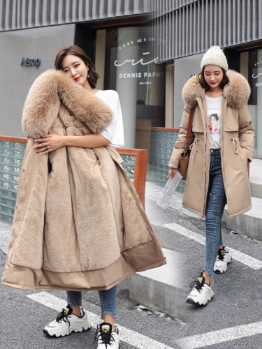 Parke Women's Winter 2025 New Slim Down Cotton Clothing Fashionable and Versatile Plus Thick Fur All-in-One Jacket