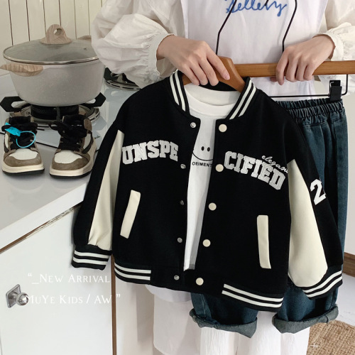 Kino autumn jacket Huzhou Zhiri children's clothing boys Korean version color-blocking baseball uniform children's clothing baby jacket trend
