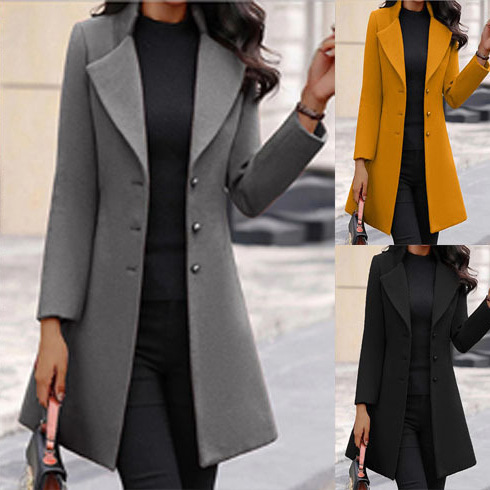 New winter women's jacket Korean slim mid-length 2025 Amazon European and American women's cross-border woolen coat