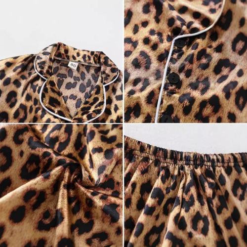 Children's Summer Ice Silk Homecoming Clothes, Cotton Silk Children's Pajamas, Artificial Silk Boys and Girls Long Sleeve Air Conditioning Clothes