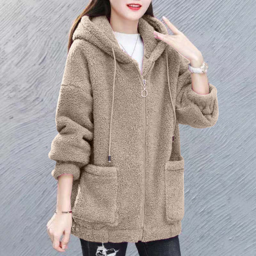 200 catties plus size women's lamb velvet jacket 2025 new fat mm autumn and winter loose Korean sweatshirt for women