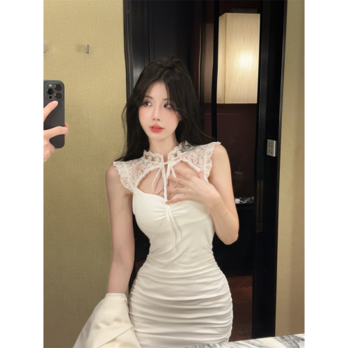 Women's Autumn/Winter Alluring, Bold, and Sexy Lace-Panelled, Strapless, Body-Hugging Sheath Dress—Perfect for Petite Figures