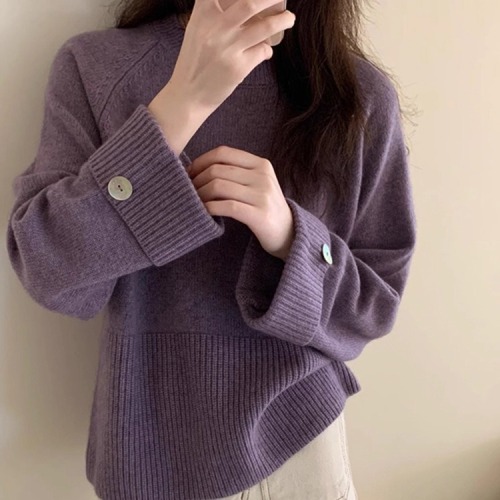 European loose, soft, comfortable and versatile pullover sweater for women in autumn and winter, long-sleeved knitted outer wear and inner wear top