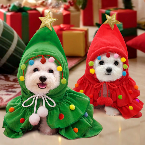 Autumn and Winter Christmas Cloak Pet Dog Transformation Clothes Wholesale Dog Clothes Cat Supplies Cat Clothing Foreign Trade